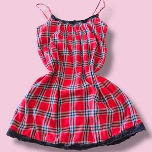 Red Plaid Sleeveless Dress